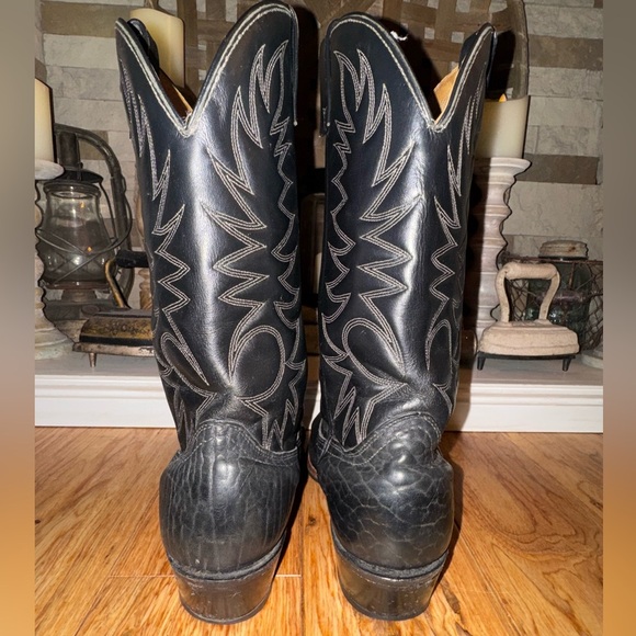 Valentino Palomino 932 Black Mens Size 10.5 EE Leather USA Cowboy boots GUC - Picture 4 of 13